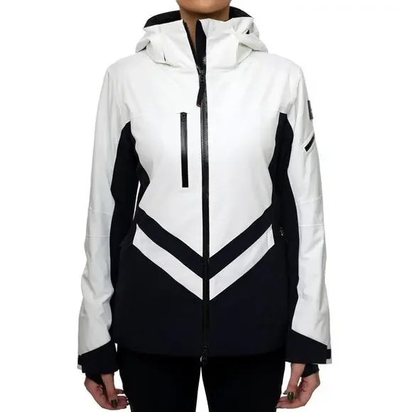 BOGNER Women's Dalya Hooded Two Tone Ski Jacket US 4 Small Off White WP NWOT - Picture 1 of 15